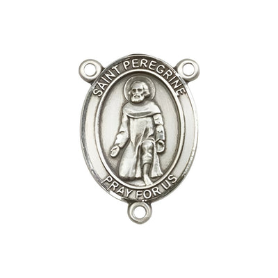 St. Peregrine Laziosi Engravable Silver Rosary Centerpiece, Measures 3/4-inch tall by 1/2-inch wide, Bliss Manufacturing