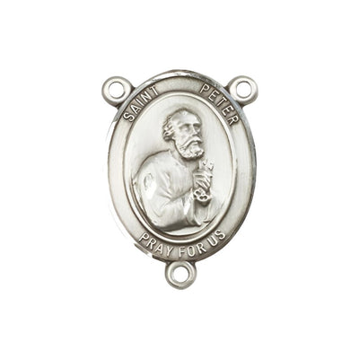 St. Peter the Apostle Engravable Silver Rosary Centerpiece, Measures 3/4-inch tall by 1/2-inch wide, Bliss Manufacturing