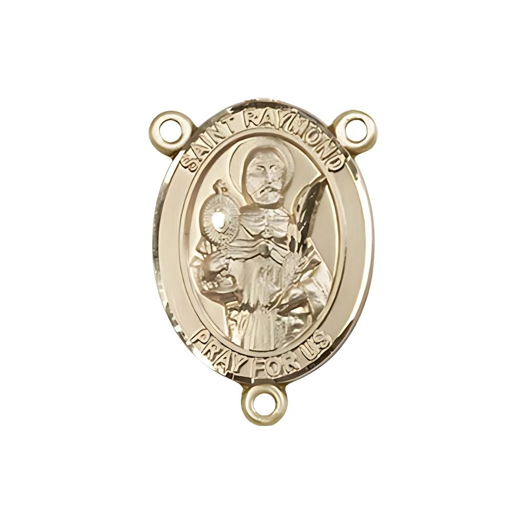Bliss St. Raymond Nonnatus Engravable Gold Rosary Centerpiece, Measures 3/4-inch tall by 1/2-inch wide
