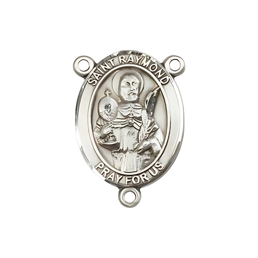 Bliss St. Raymond Nonnatus Engravable Silver Rosary Centerpiece, Measures 3/4-inch tall by 1/2-inch wide