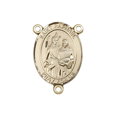 St. Raphael the Archangel Engravable Gold Rosary Centerpiece, Measures 3/4-inch tall by 1/2-inch wide, Bliss Manufacturing