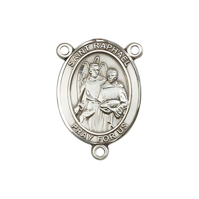 St. Raphael the Archangel Engravable Silver Rosary Centerpiece, Measures 3/4-inch tall by 1/2-inch wide, Bliss Manufacturing