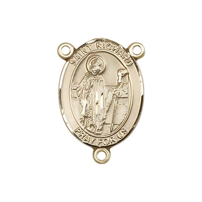 St. Richard Engravable Gold Rosary Centerpiece, Measures 3/4-inch tall by 1/2-inch wide, Bliss Manufacturing
