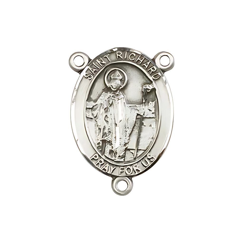 Bliss St. Richard Engravable Silver Rosary Centerpiece, Measures 3/4-inch tall by 1/2-inch wide