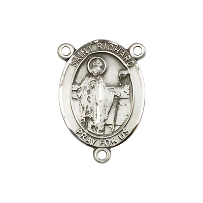 St. Richard Engravable Silver Rosary Centerpiece, Measures 3/4-inch tall by 1/2-inch wide, Bliss Manufacturing