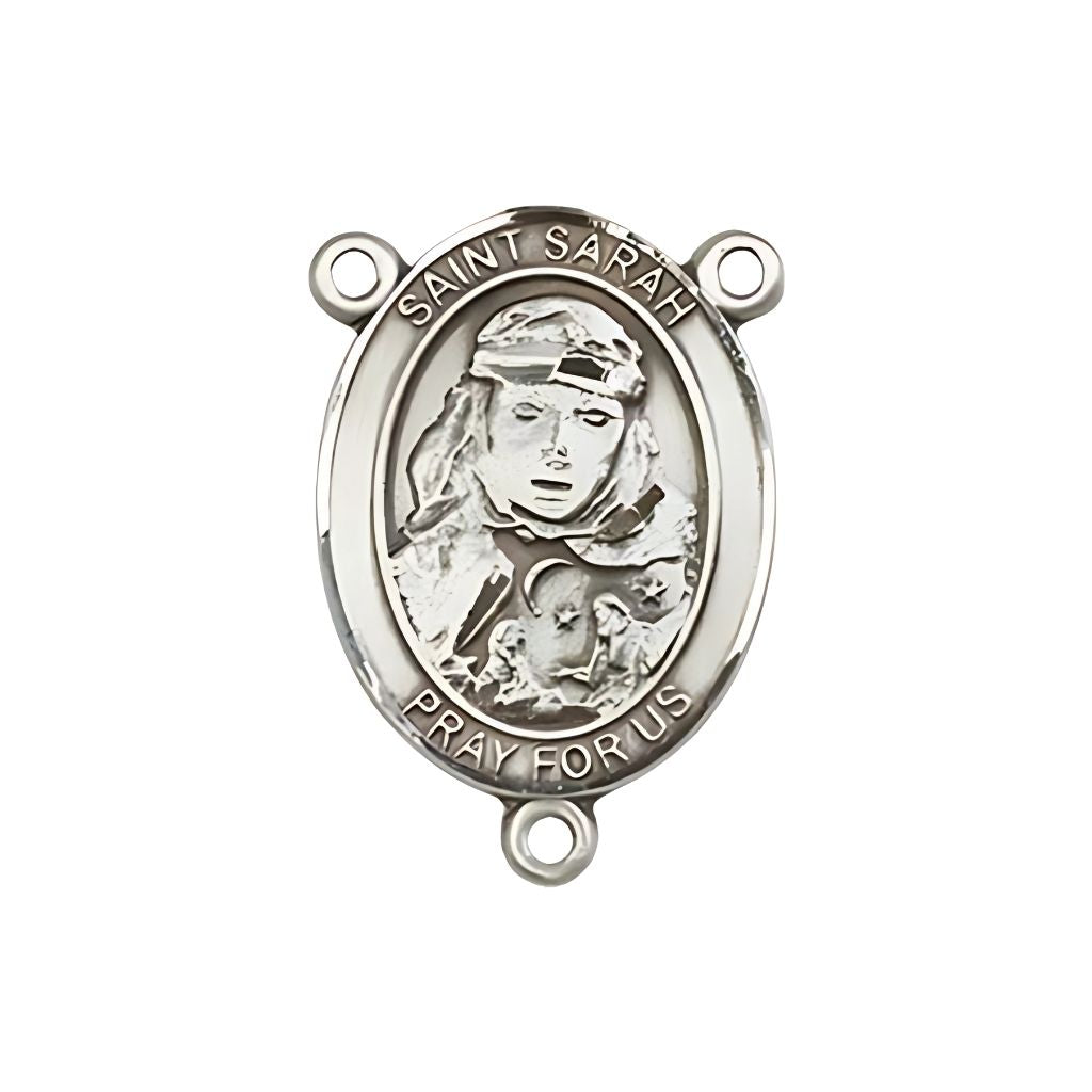 Bliss St. Sarah Engravable Silver Rosary Centerpiece, Bliss St. Sarah Engravable Rosary Centerpiece,