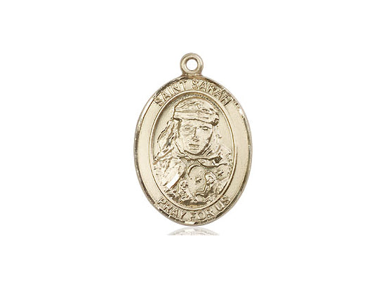 Bliss Medium Engravable St Sarah 14kt Gold Medal