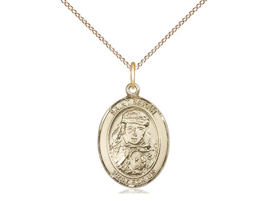 Bliss Medium Engravable St Sarah 14kt Gold Medal