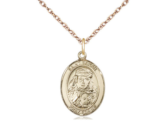 Bliss Medium Engravable St Sarah 14kt Gold Medal