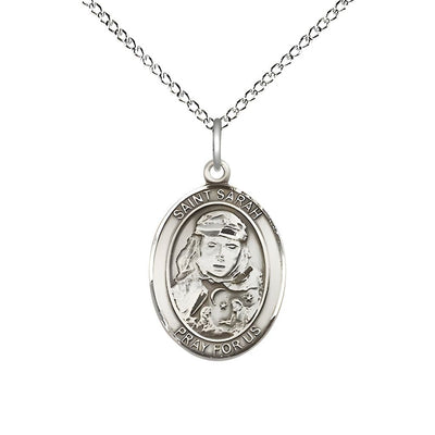 St. Sarah Sterling Silver Oval Engravable Medal, Bliss Manufacturing