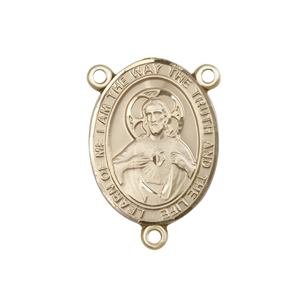 Sacred Heart of Jesus Scapular and Our Lady of Mount Carmel Rosary Centerpiece in Gold,