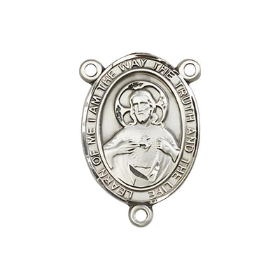Sacred Heart of Jesus Scapular and Our Lady of Mount Carmel Rosary Centerpiece in Pewter, Bliss Manufacturing