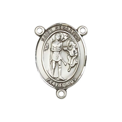 St. Sebastian Engravable Silver Rosary Centerpiece, Measures 3/4-inch tall by 1/2-inch wide, Bliss Manufacturing