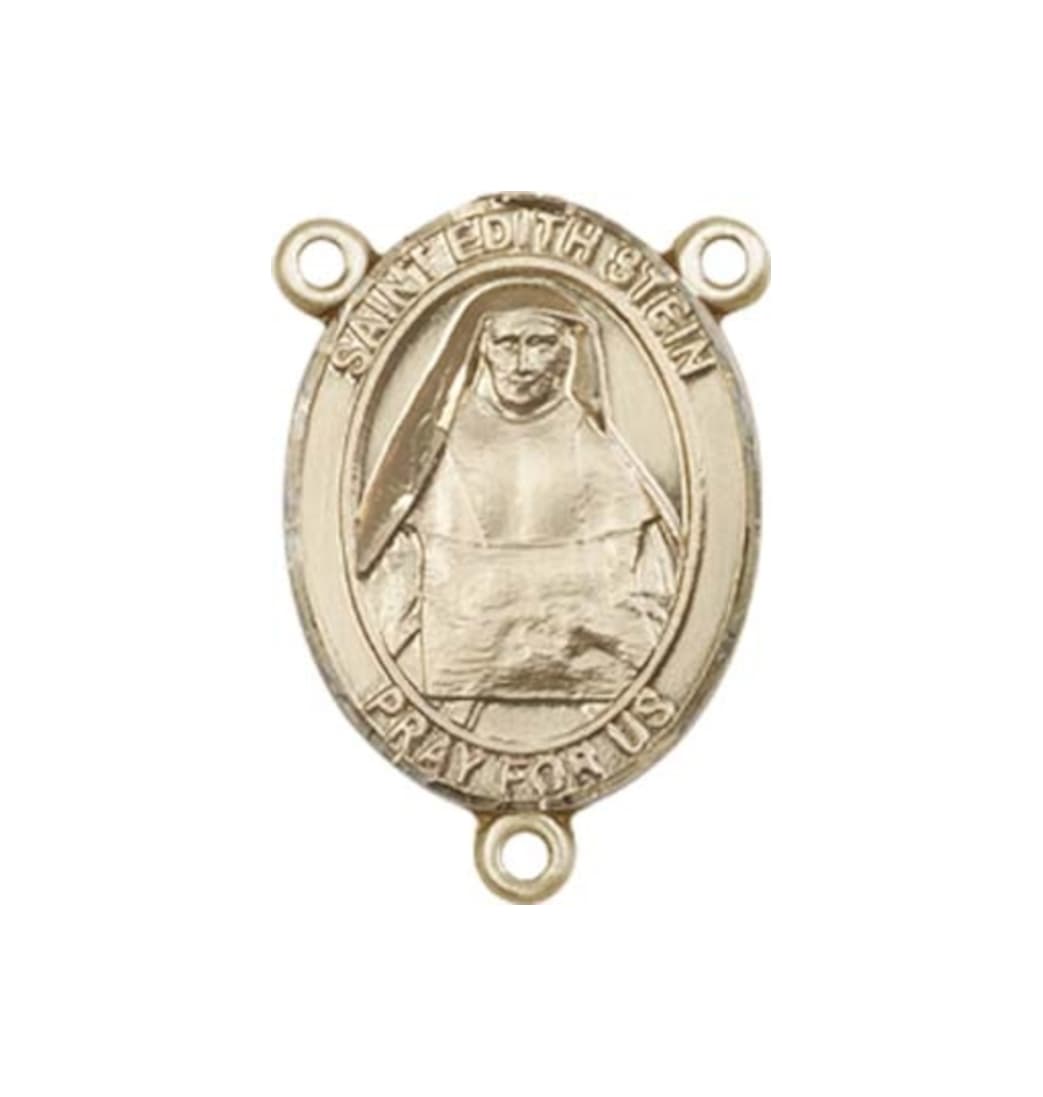 Bliss St Edith Stein Engravable Center Rosary Gold Part,