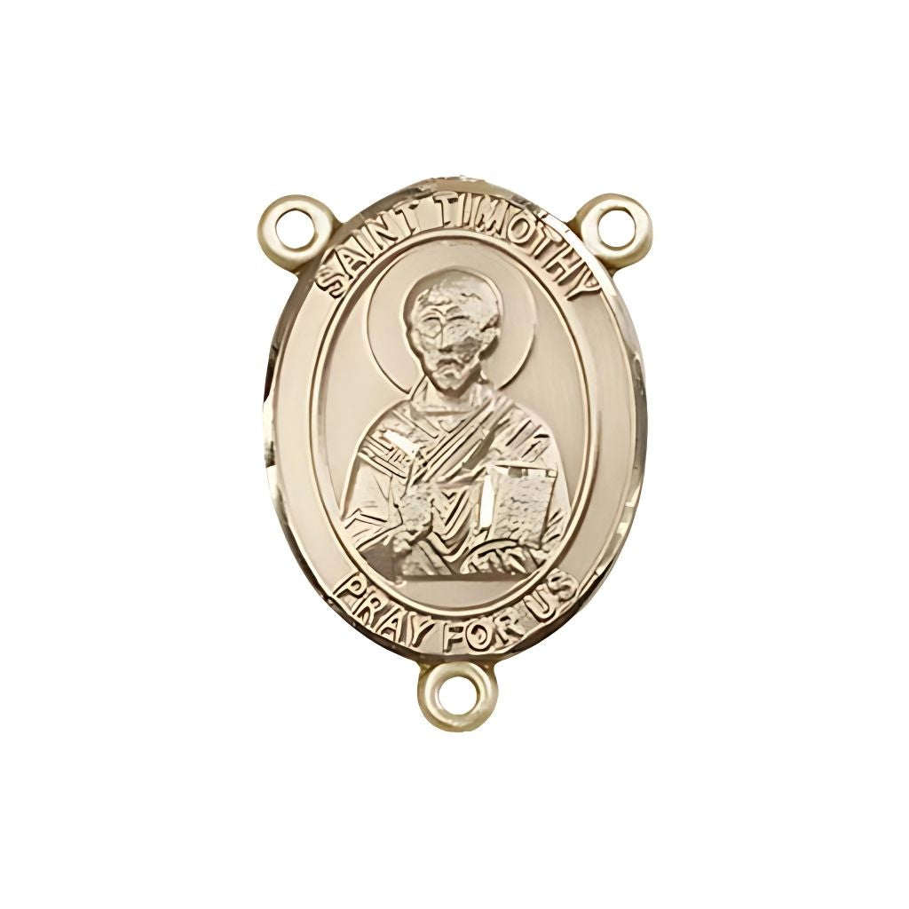 Bliss St. Timothy Engravable Gold Rosary Centerpiece, Measures 3/4-inch tall by 1/2-inch wide