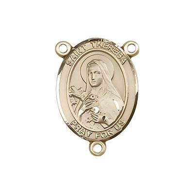 St. Theresa Engravable Gold Rosary Centerpiece, Measures 3/4-inch tall by 1/2-inch wide, Bliss Manufacturing