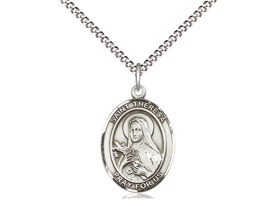 Bliss St Theresa Pewter Oval Medal Necklace