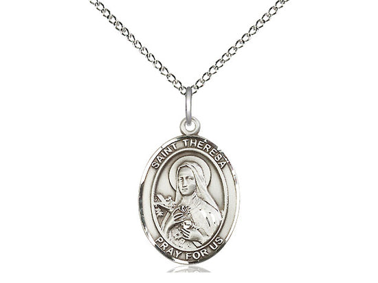 Bliss St Theresa Sterling Silver Oval Medal Necklace