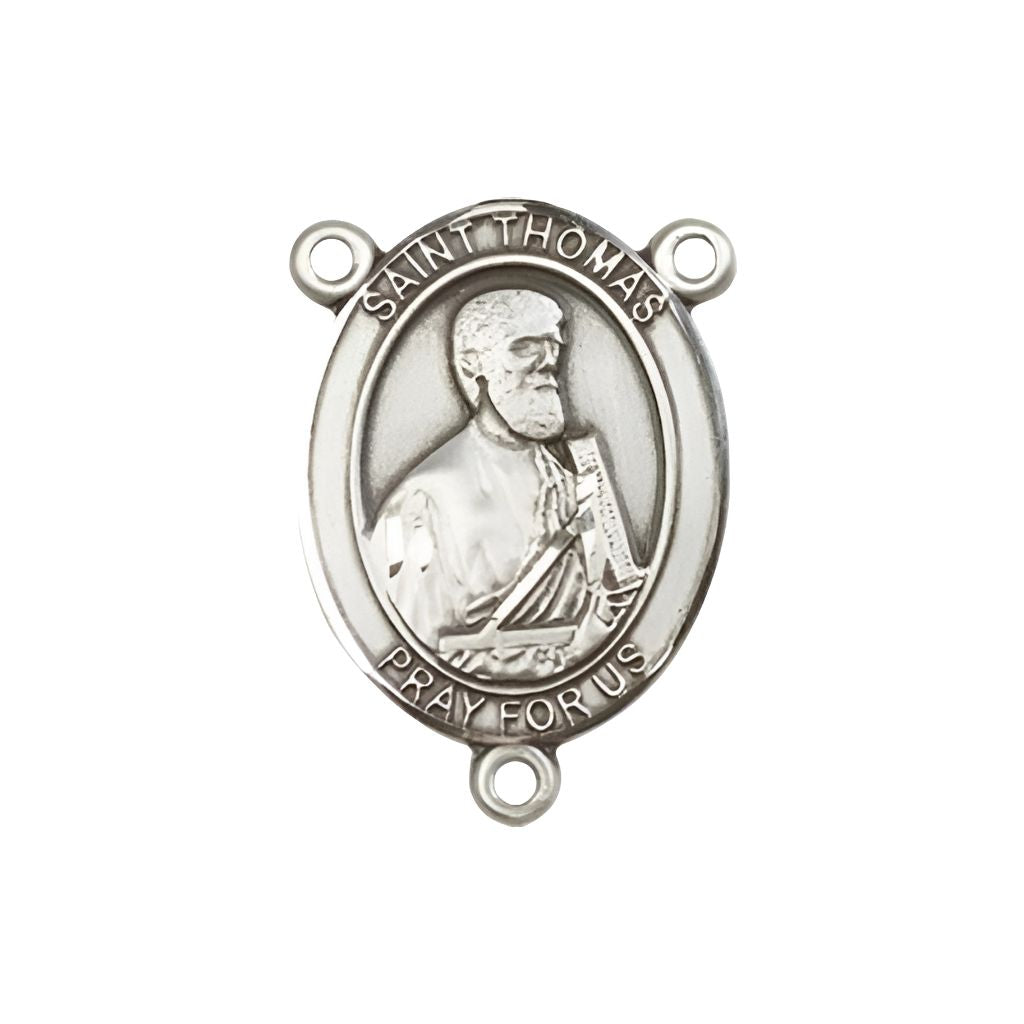 Bliss St. Thomas the Apostle Engravable Silver Rosary Centerpiece,Measures 3/4-inch tall by 1/2-inch wide 