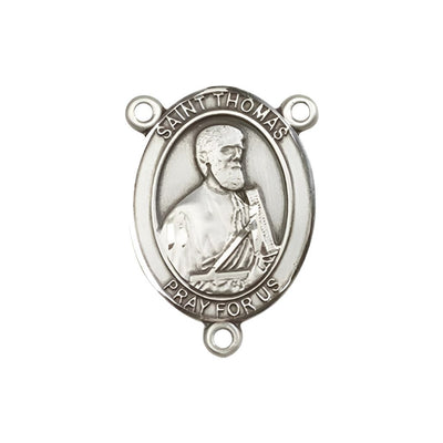 St. Thomas the Apostle Engravable Silver Rosary Centerpiece, Measures 3/4-inch tall by 1/2-inch wide, Bliss Manufacturing