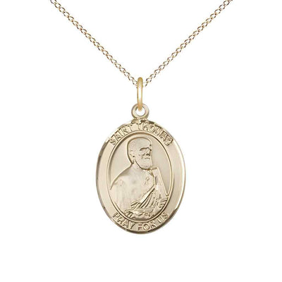 St Thomas the Apostle 14kt Gold Oval Medium Medal with Chain, Bliss Manufacturing