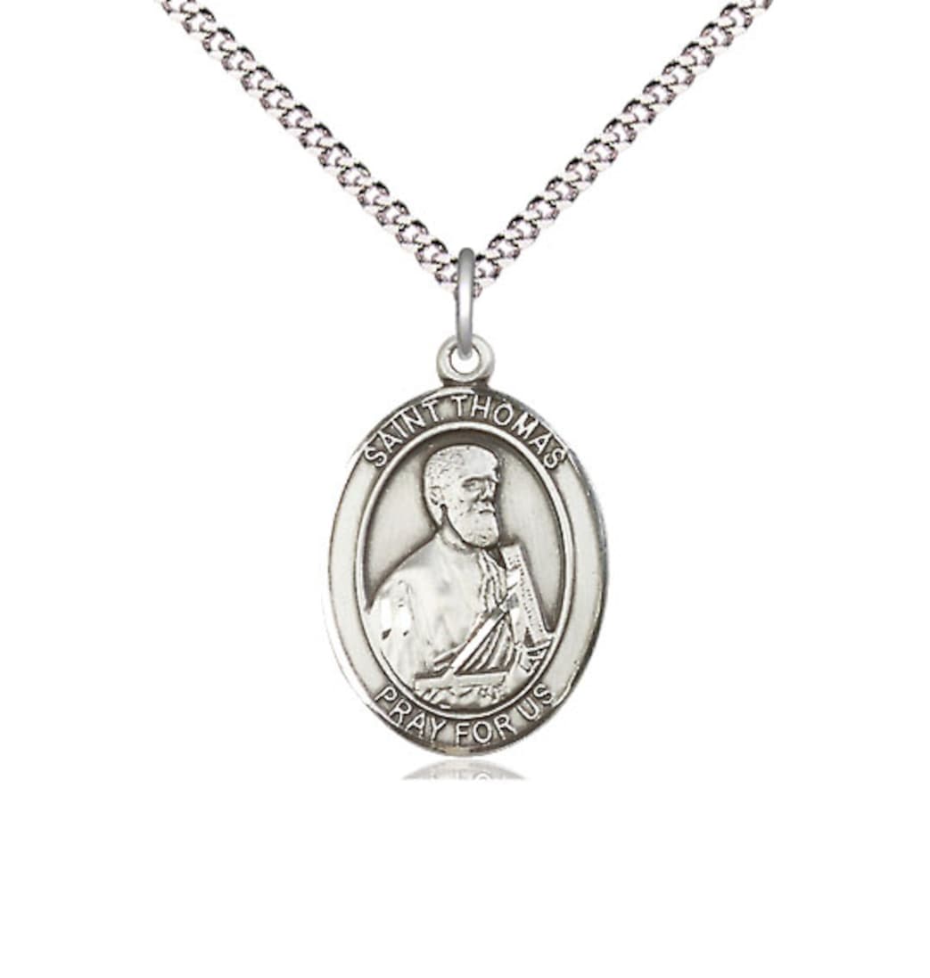 Bliss St Thomas the Apostle Pewter Medium Oval Medal Necklace,