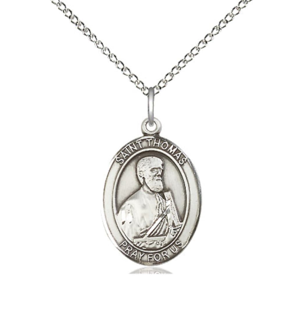 Bliss St Thomas the Apostle Sterling Silver Oval Medal Necklace