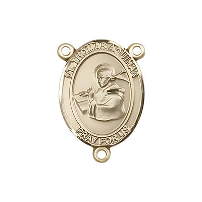 St. Thomas Aquinas Engravable Gold Rosary Centerpiece, Measures 3/4-inch tall by 1/2-inch wide, Bliss Manufacturing