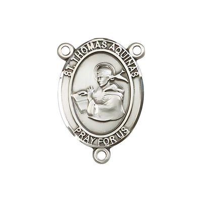 St. Thomas Aquinas Engravable Silver Rosary Centerpiece, Measures 3/4-inch tall by 1/2-inch wide, Bliss Manufacturing