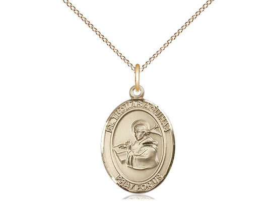 Bliss St Thomas Aquinas Gold-filled Oval Medal Necklace