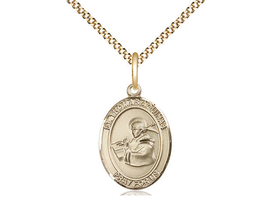 Bliss St Thomas Aquinas Gold-filled Oval Medal Necklace