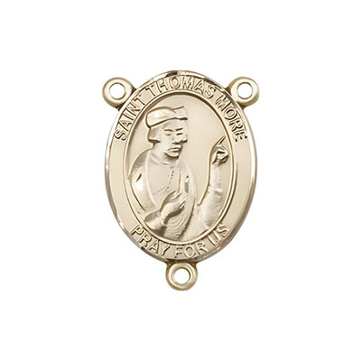 St. Thomas More Engravable Gold Rosary Centerpiece, Measures 3/4-inch tall by 1/2-inch wide, Bliss Manufacturing