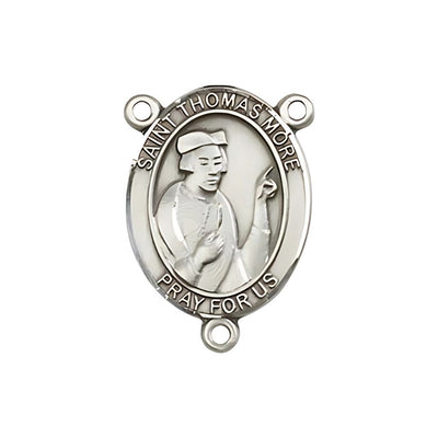 St. Thomas More Engravable Silver Rosary Centerpiece, Measures 3/4-inch tall by 1/2-inch wide, Bliss Manufacturing