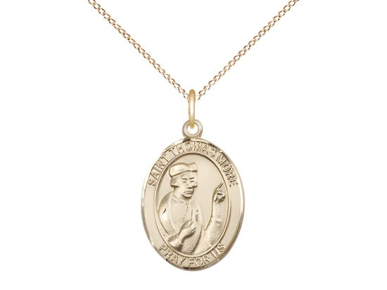 Medium Bliss 14kt Gold Filled St Thomas More Pendant on a 18 inch Gold Filled Light Curb Chain,