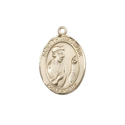 Medium St Thomas More 14kt Gold Oval Medal, Bliss Manufacturing
