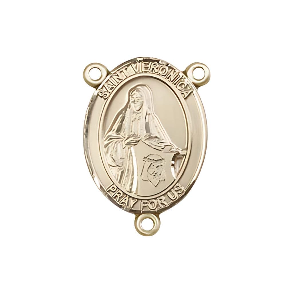 Bliss St. Veronica Engravable Rosary Centerpiece in Gold, 3/4-inch,