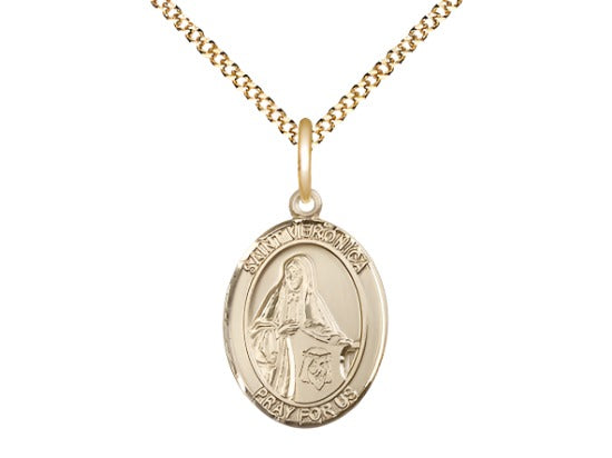 Bliss 4Kt Gold Filled St. Veronica on a 20 inch Gold Plate Light Curb Chain,