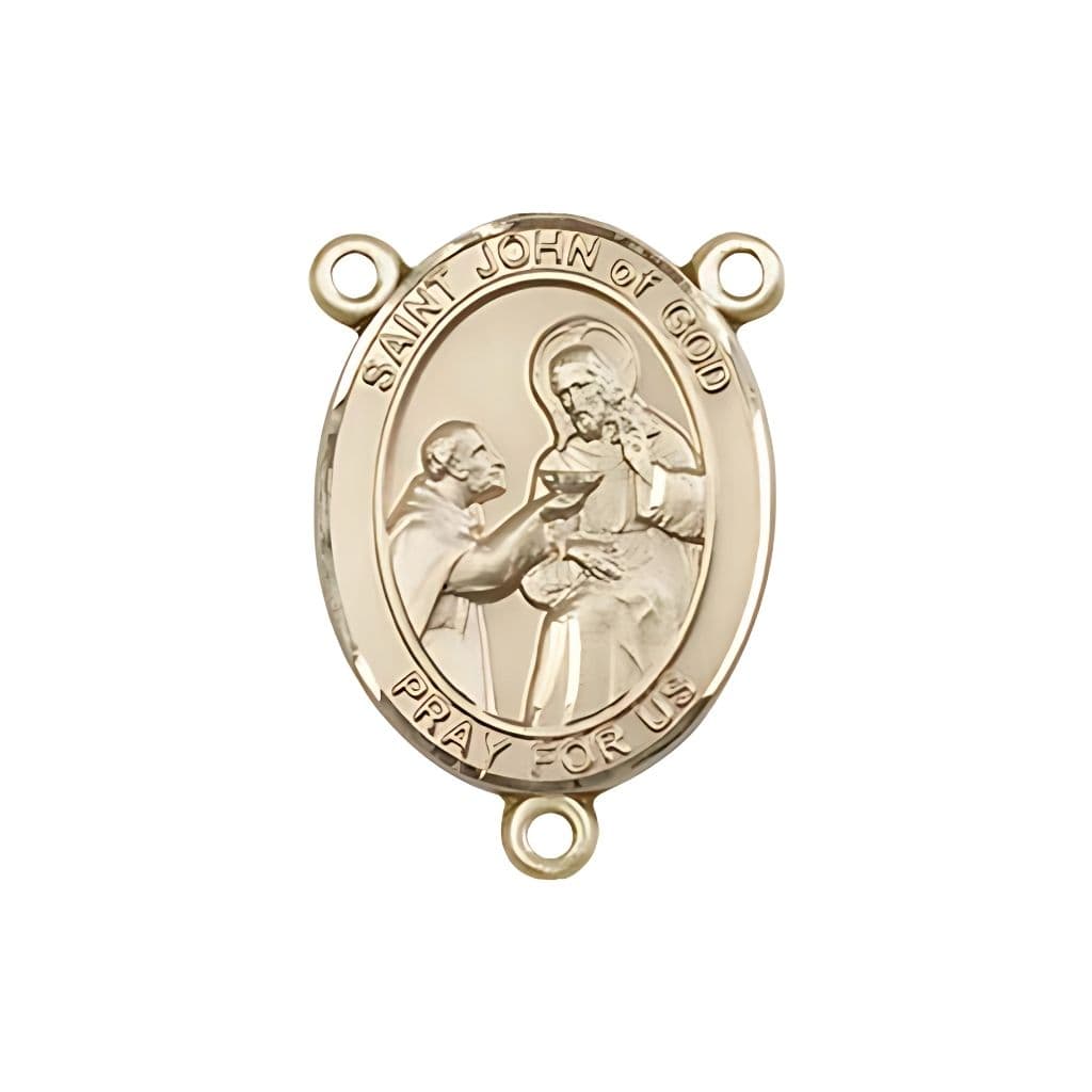 Bliss St. John of God Engravable Rosary Centerpiece in Gold