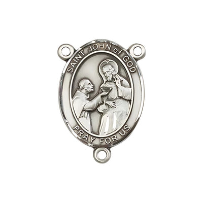 St. John of God Engravable Rosary Centerpiece in Silver, Bliss Manufacturing