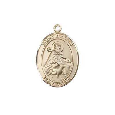St. William of Rochester 14kt Gold Oval Medal Pendant, Measures 3/4-inch tall by 1/2-inch wide, Bliss Manufacturing