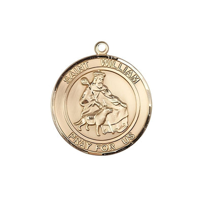 St. William of Rochester 14kt Gold Round Medal Pendant, Measures 3/4-inch tall by 5/8-inch wide, Bliss Manufacturing