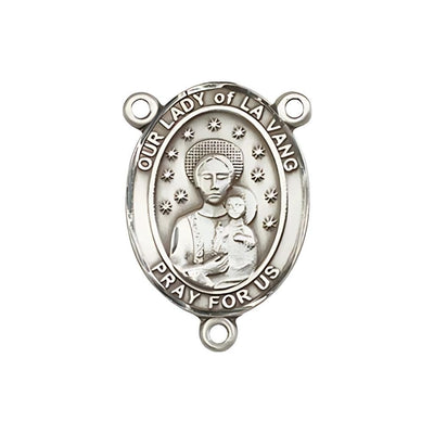 Our Lady of la Vang Engravable Center Rosary Part, pewter / sterling silver / gold-filled, Bliss Manufacturing