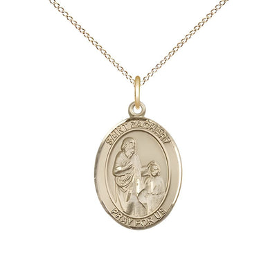 St Zachary 14kt Gold-filled Oval Medal Necklace with Gold-filled Chain, Measures 3/4-inch tall by 1/2-inch wide, Bliss Manufacturing
