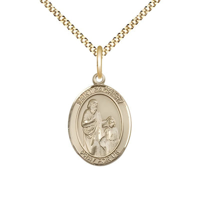 St Zachary 14kt Gold-filled Oval Medal Necklace with Gold-plated Chain, Measures 3/4-inch tall by 1/2-inch wide, Bliss Manufacturing