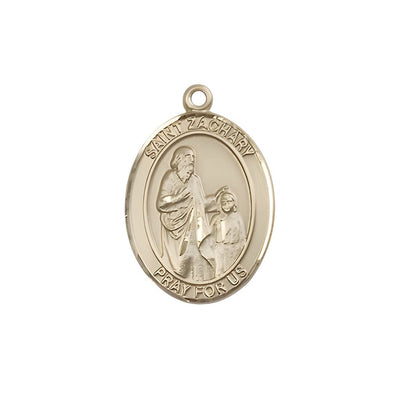 St. Zachary 14kt Gold Oval Medal Pendant, Measures 3/4-inch tall by 1/2-inch wide, Bliss Manufacturing