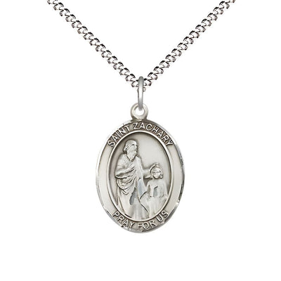 Medium Size St Zachary Sterling Silver Medal with Chain, Bliss Manufacturing