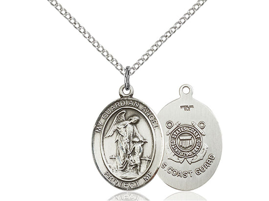 Medium Pewter Guardian Angel Coast Guard Catholic Patron Saint Medal