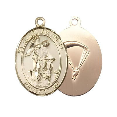 Paratrooper Guardian Angel 14kt Gold-filled Oval Medal, Measures 3/4-inch tall by 1/2-inch wide, Bliss Manufacturing