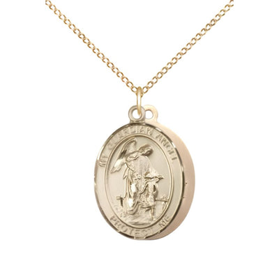 Air Force Guardian Angel 14kt Gold Oval Medal Pendant with 14kt Gold Chain, Measures 3/4-inch tall by 1/2-inch wide. Deluxe Gift Box, Bliss Manufacturing