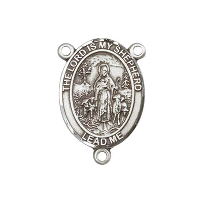 Lord Is My Shepherd Engravable Rosary Centerpiece in Silver, 3/4-inch, Bliss Manufacturing